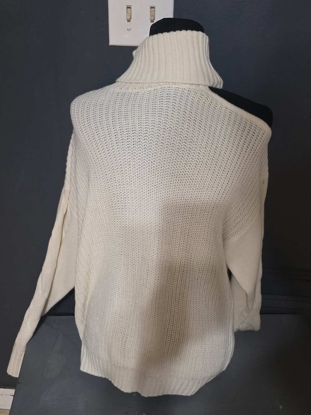 SHEIN Cream Chunky Knit Turtleneck Sweater